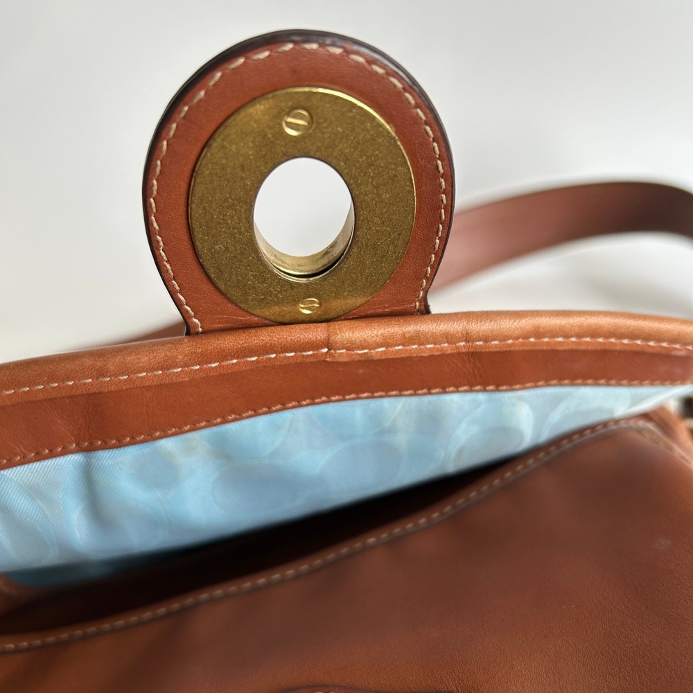 Coach Brown Leather Shoulder Bag with Brass Hardware - Picture 10 of 16